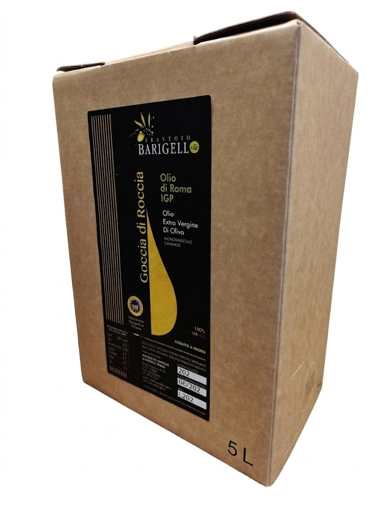 Olio Extra Vergine di Oliva - Goccia di Roccia - IGP Roma Monovarietale Caninese - Bag in box da 5 Lt.
